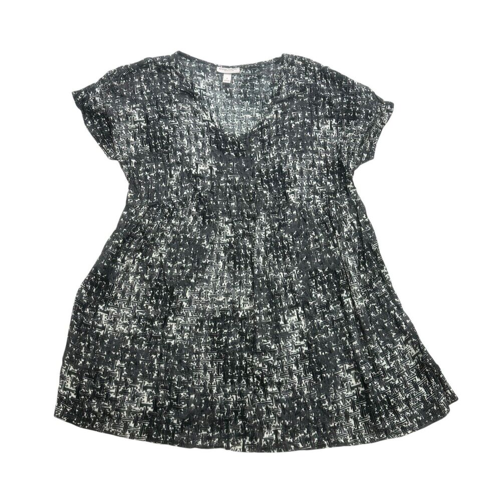 Liz Lange Maternity Shirt Womens Small S Black White V Neck Short Sleeve NWT